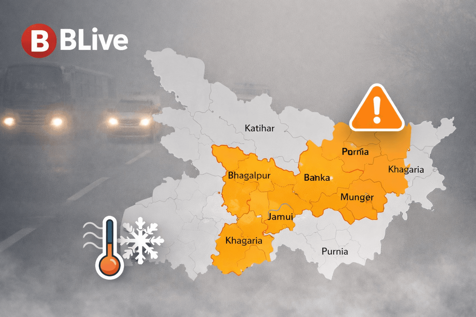 भागलपुर समेत आसपास के जिलों में ऑरेंज अलर्ट, घना कोहरा और कोल्ड-डे की चेतावनी